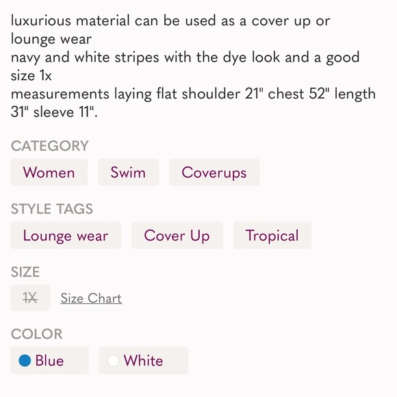 Saint Tropez West cover up 1x Blue White Stripe - Picture 6 of 6